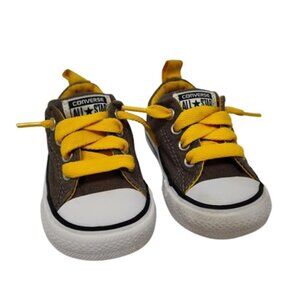 Converse Infant Toddler Baby Size 4 Gray & Yellow Chuck Low tops Sneakers